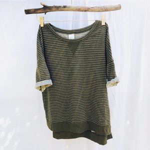 Olive green striped sweater t-shirt